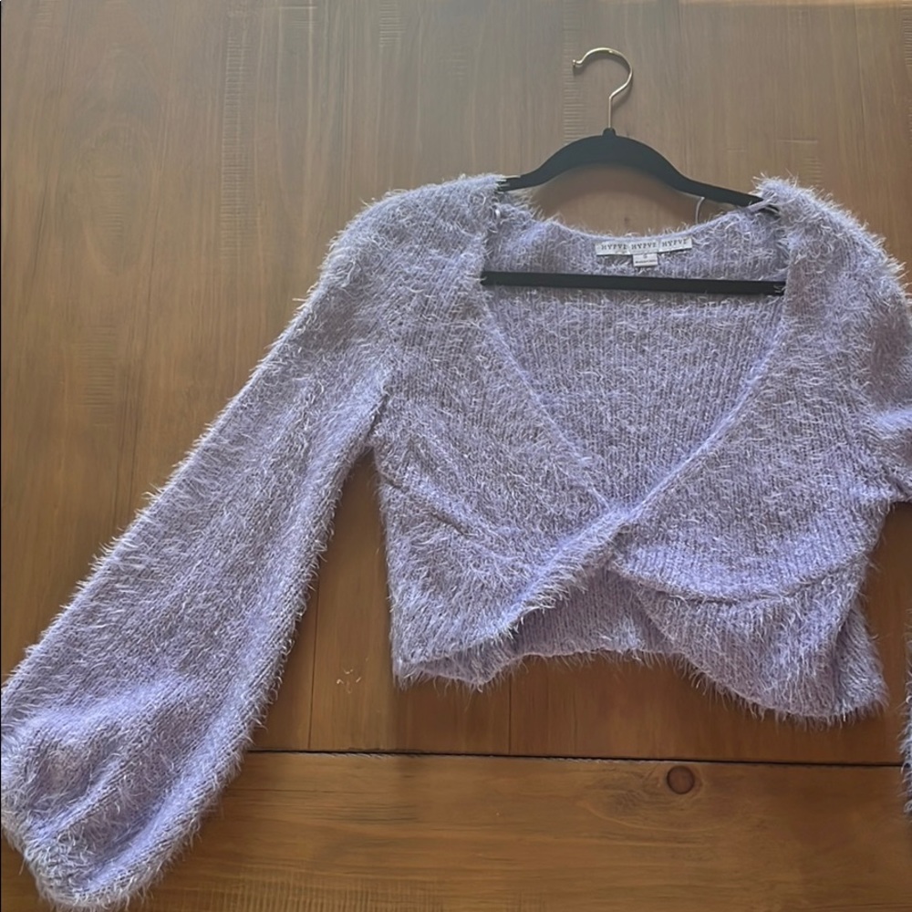 Wide Sleeve Fuzzy Sweater